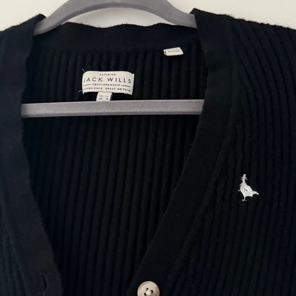 Jack Wills Black Ribbed Knit Cardigan - Picture 2 of 3